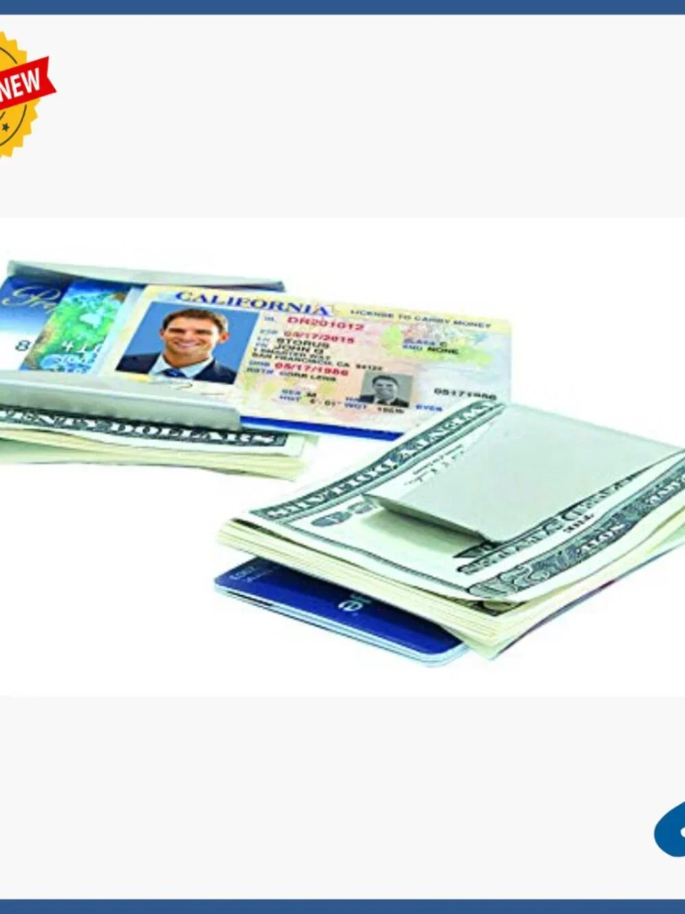 Slim Stainless Steel Money Clip with Card Holder, Ultra Thin Design